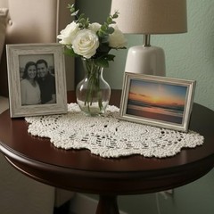 2 PCS Crochet Table Doilies, Elegant Lace Placemats for Furniture, Oval Lace