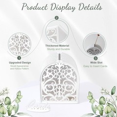 Wooden Gift Box for Reception, White Card Box with Hollow Window, Boho Gift E…