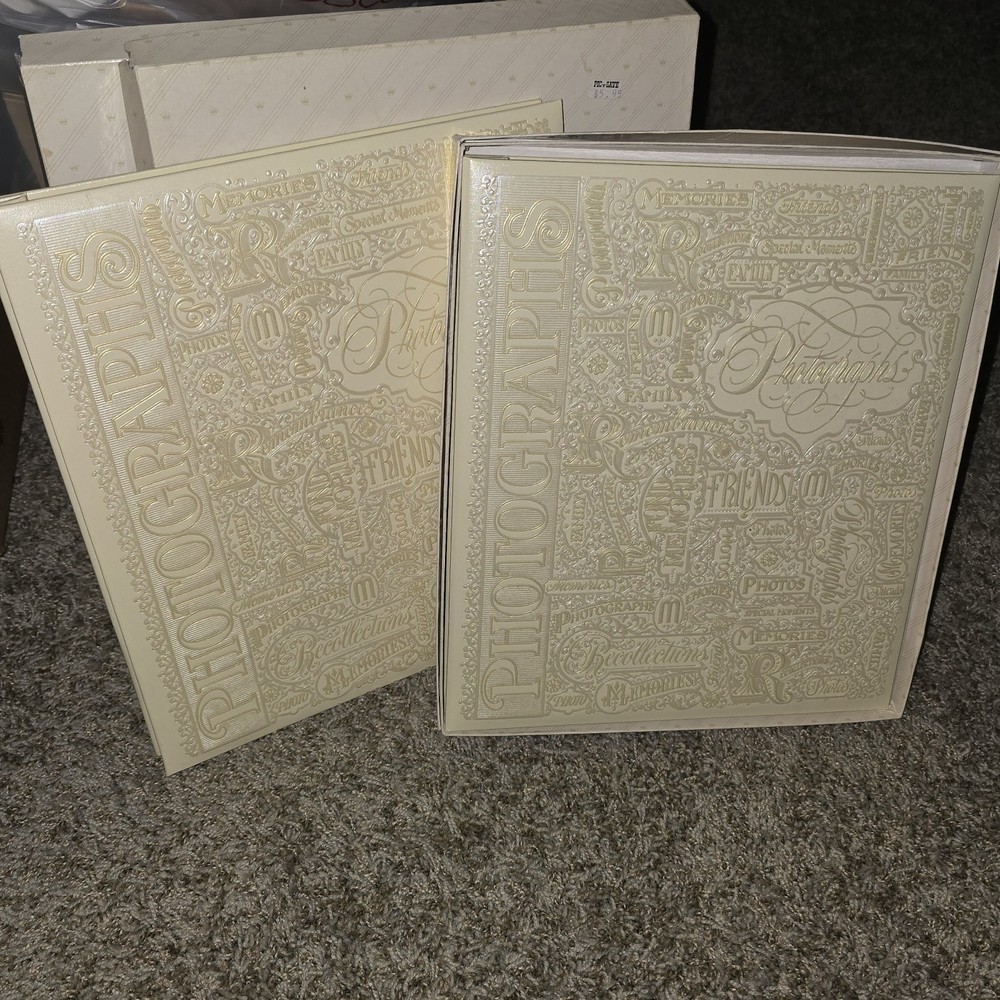 Vtg Hallmark Photo Album Set Wedding Memories Etc Gold Pearl Ivory/Cream Lot x2