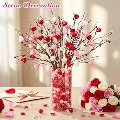 Pcs Decorations Artificial Hearts Flowers Berry Stems Gifts, 187 Valentines