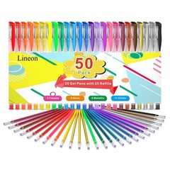 Gel Pens, 50 Pack Gel Pen Set 25 Colored Gel Pen with 25 Refills for Adults Colo