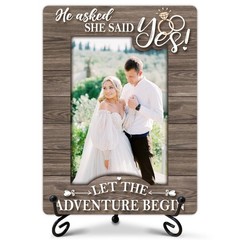 Engagement Gifts Picture Frame, He Asked She Said Yes Photo Frame, Wedding En…