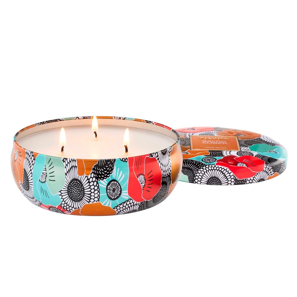Voluspa Limited Edition Baltic Amber 3 Wick Tin Candle 12 Oz Coconut Wax For