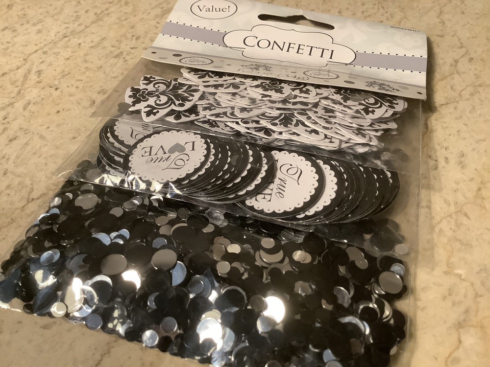 True Love Confetti TRIPLE PACK Wedding Glitter Table Decorations Black Silver!