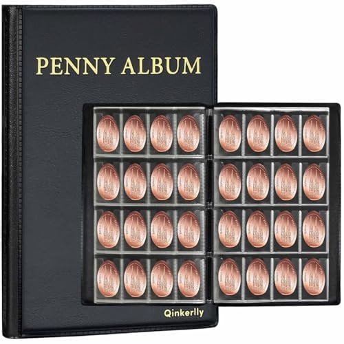 Pressed Penny Album Book, Holds 192 Coins, Portable Smashed Penny Holder for
