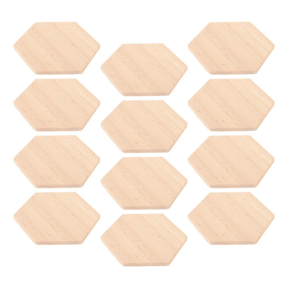25Pcs Beige Hexagon Wood Discs Smooth Sanded for Crafting and Decoration