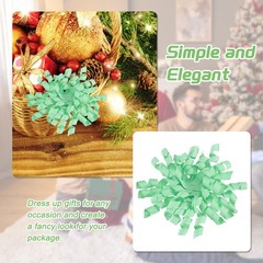 6 Pcs 4 Inch Grosgrain Curly Bows for Gift Wrapping Self-Adhesive Light Green