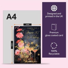 Beautiful Gold 80th Birthday Cards for Women Men – Wonderful Golden Cocktails…