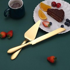 Wedding Cake Cutting Set – Gold Knife & Server, Stainless Steel