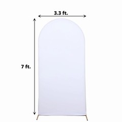7 ft WHITE Matte Fitted Spandex Round Top Arch Backdrop STAND COVER Party