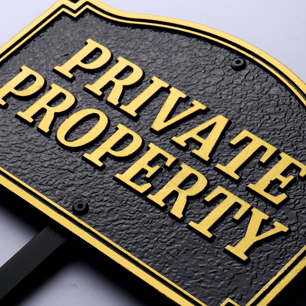 Private Property Statement Plaque, Solid Metal Cast Yard Sign, Heavy-duty Mat…