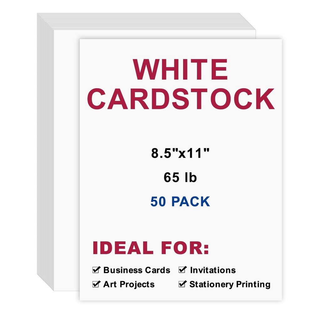 Cardstock 8.5 x 11, 50Pcs 65lb/180gsm Thick Printer 50pcs, White