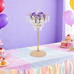Crystal Tiered Flower Stand Gold Wedding Centerpiece Vase For Table Decor