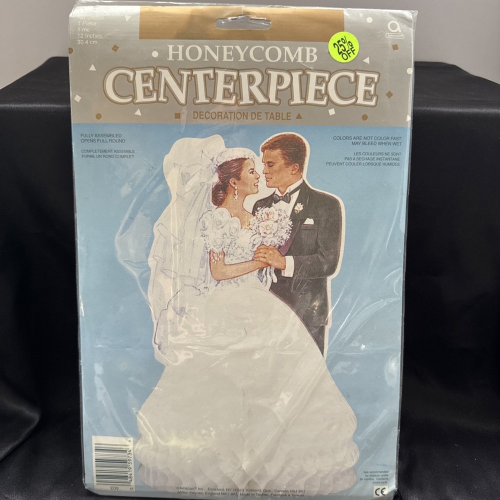 Amscan Honeycomb Wedding Centerpiece table decoration Vtg 12″ Bridal 1980s Retro