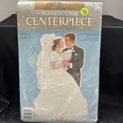 Amscan Honeycomb Wedding Centerpiece table decoration Vtg 12″ Bridal 1980s Retro