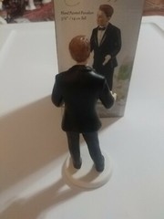 Caucasian SURPRISED GROOM Porcelain Wedding Cake Topper