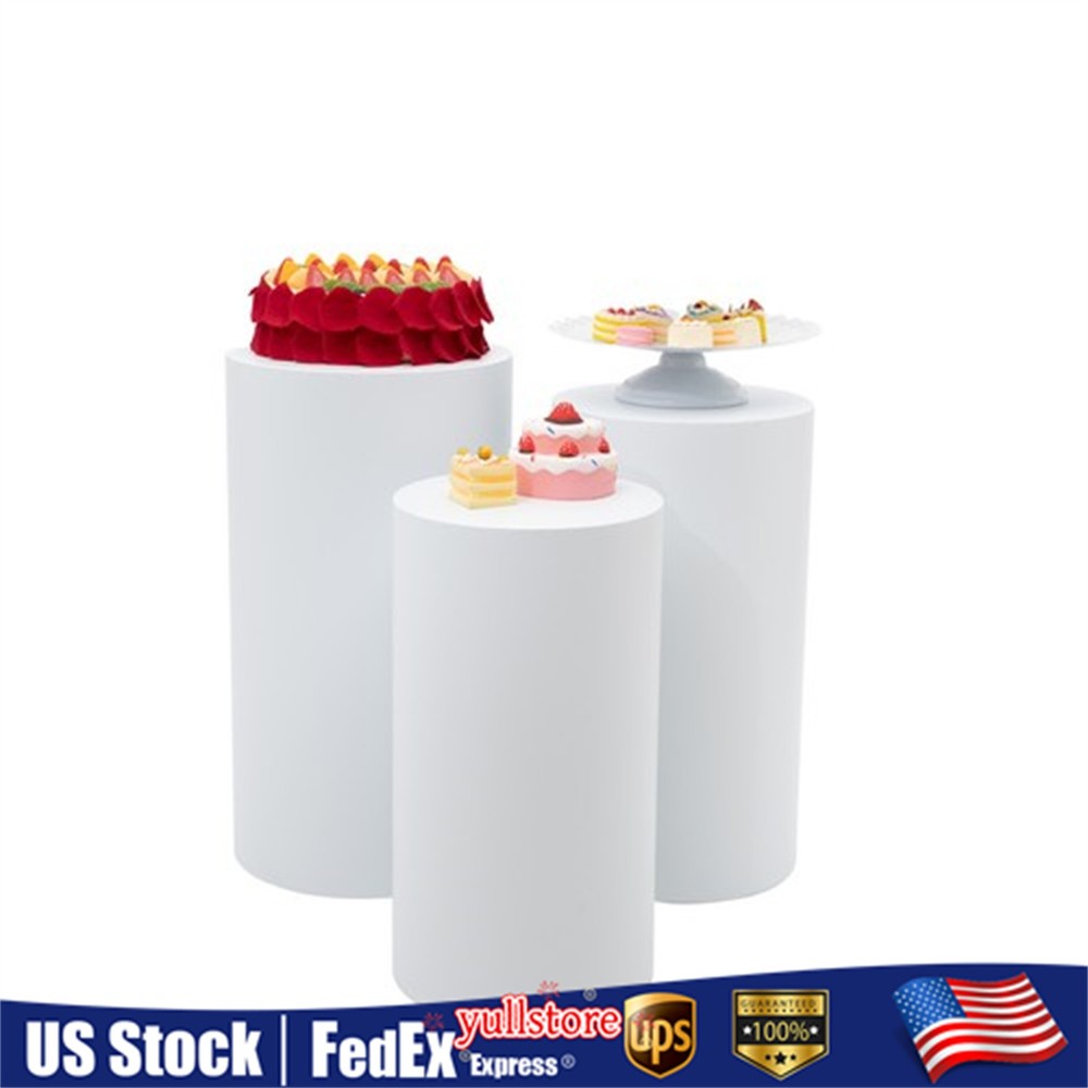 3 Piece Round Cylinder Pedestal Stands For Party Wedding Party Display Decor