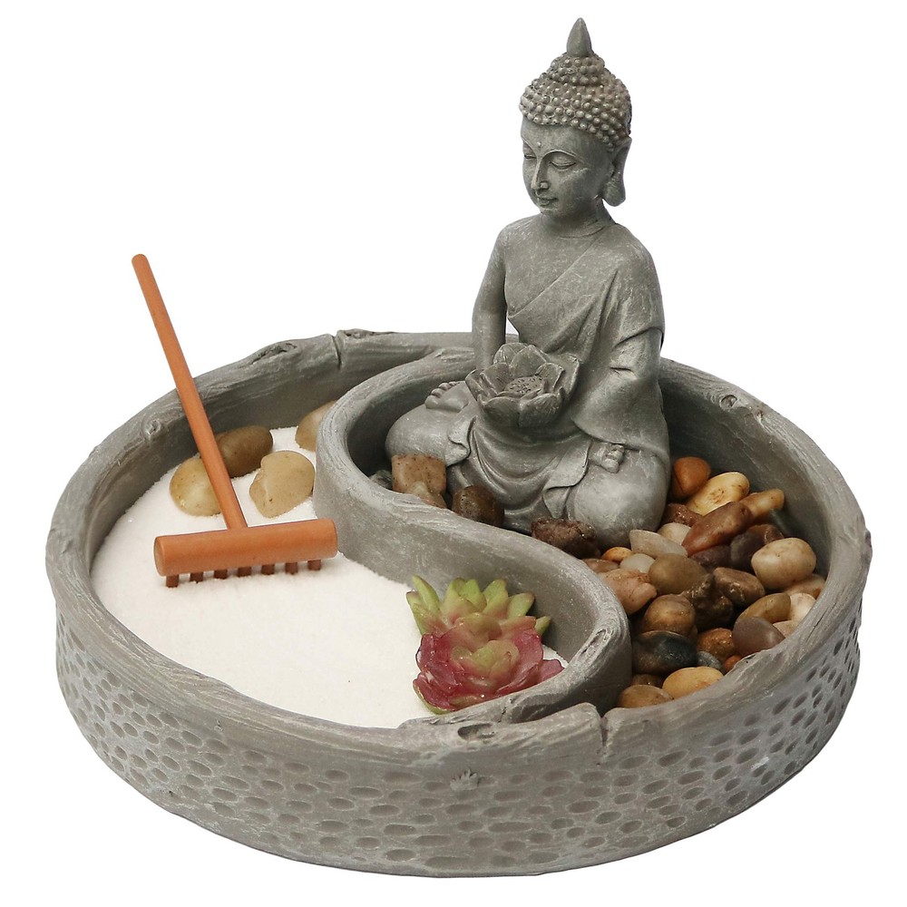 Nature’s Mark Mini Zen Garden Kit for Desk with Lotus, Buddha Multicolor