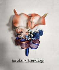 Coral Royal Blue Rose Calla Lily Bridal Wedding Bouquet Accessories