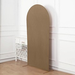 7 ft TAUPE Matte Fitted Spandex Round Top Arch Backdrop STAND COVER Party