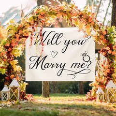 Coume Will You Marry Me Tapestry Sign Proposal Banner Wall white