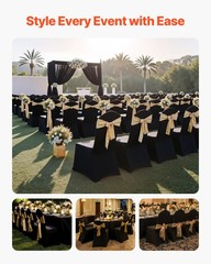 VEVOR 150PCS Black Stretch Spandex Folding Chair Covers for Wedding Party Dining