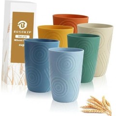 Wheat Straw Cups 16 OZ, Plastic Drinking Glasses, Drinking 16 oz Multicolor