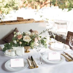 25 PCS Pink Ribbon Bow Place Cards Table Setting Blank Name Banquet Wedding