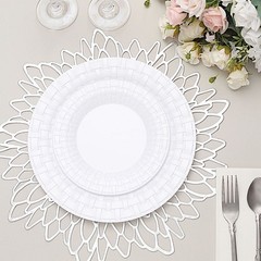 Plastic WHITE with Basketweave 7″ PLATES Disposable Party Wedding WHOLESALE