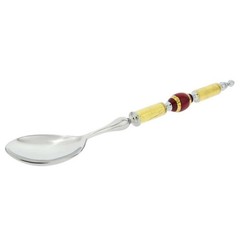 GlassOfVenice Italian Murano Glass Salad Spoon – Gold Red Stripes