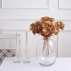 GOLD 2 Metallic 17″ Artificial Rose FLOWER Bouquets Party Events Decorations