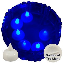 NEW 6 Blue Led Floating Floral Tea Light Candle for Wedding Centerpiece Decor