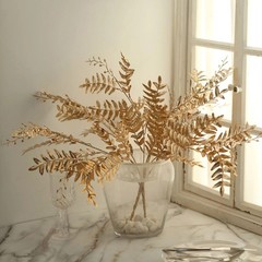 Gold 2 Metallic 21″ Artificial Fern Leaf Branches Faux Foliage Stems Party Event