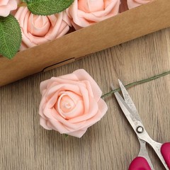 25/50pcs Foam Roses Artificial Flower Wedding Bride Bouquet Home Party Decor