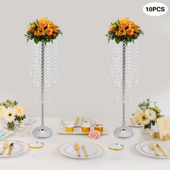29.5 In. H Silver Iron Acrylic Beads Decor Flower Stands Decorative Vases Weddin