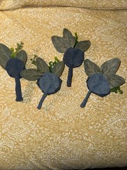 Set Of Four Denim Bridal Wedding Rose Boutonnières For Groomsmen