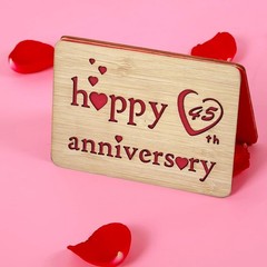 Wooden 45th Anniversary Card,Handmade Wedding Anniversary Greeting Cards,45th…
