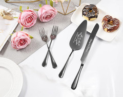 Wedding Cake Knife and Server Set, Black Cake Cutting Set for Wedding, 4 Pieces