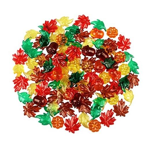 100PCS Acrylic Leaves Mini Pumpkins Acorns Maple Leaves Acrylic Fall
