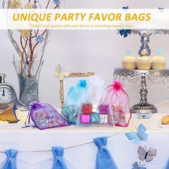 50/100x Premium Sheer Organza Bags, White Wedding Favor Bags, Jewelry Gift Bags
