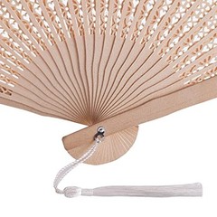 50 Sets Wooden Hand Fan Wood Handheld Folding Fans with Organza Bags and Thank