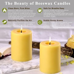 Mosroad Candles Pillar 3X4 Inch 4 Pack Non Toxic Bees Wax Candle For Home Decor