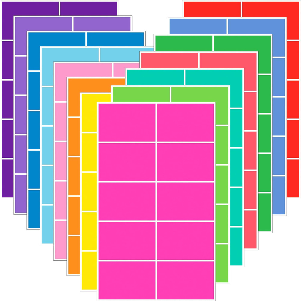 420 Pack Colored Labels Stickers, 3 x 2 inches, 14 Colors, Large Adhesive Home M