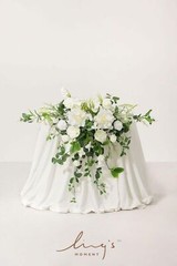 Ling’s Moment 2PCS White & Green Artificial Floral Swags Table Centerpieces W…