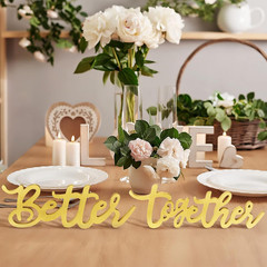 11.8″ Better Together Wedding Table Sign, Gold Elegant Wood Letters for Sweethea