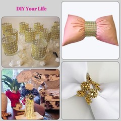 Bling Ribbon, 4In X 3Yards Rhinestone Mesh Fabric Roll for Crafts, Mum Wrap T…