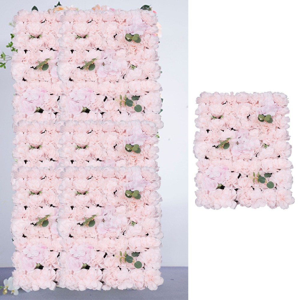 6PCS Artificial Silk Flower Wall Panels Floral Backdrop Party Wedding Decoration