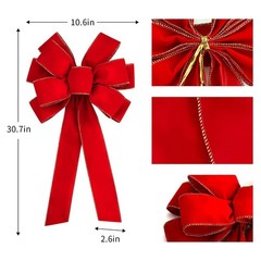 Iceyyyy 6 PCS Large Christmas Bow – 30.7 x 10.6 Inch, 6pcs-red With Gold Egde