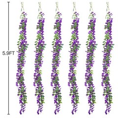 Sggvecsy 6Pcs Wisteria Garland Artificial Flowers Fake 6.2FT, Purple