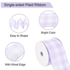 Plaid Check Ribbon, 2.5 Inch x 10 Yards Gingham Ribbon, Cherry Purple